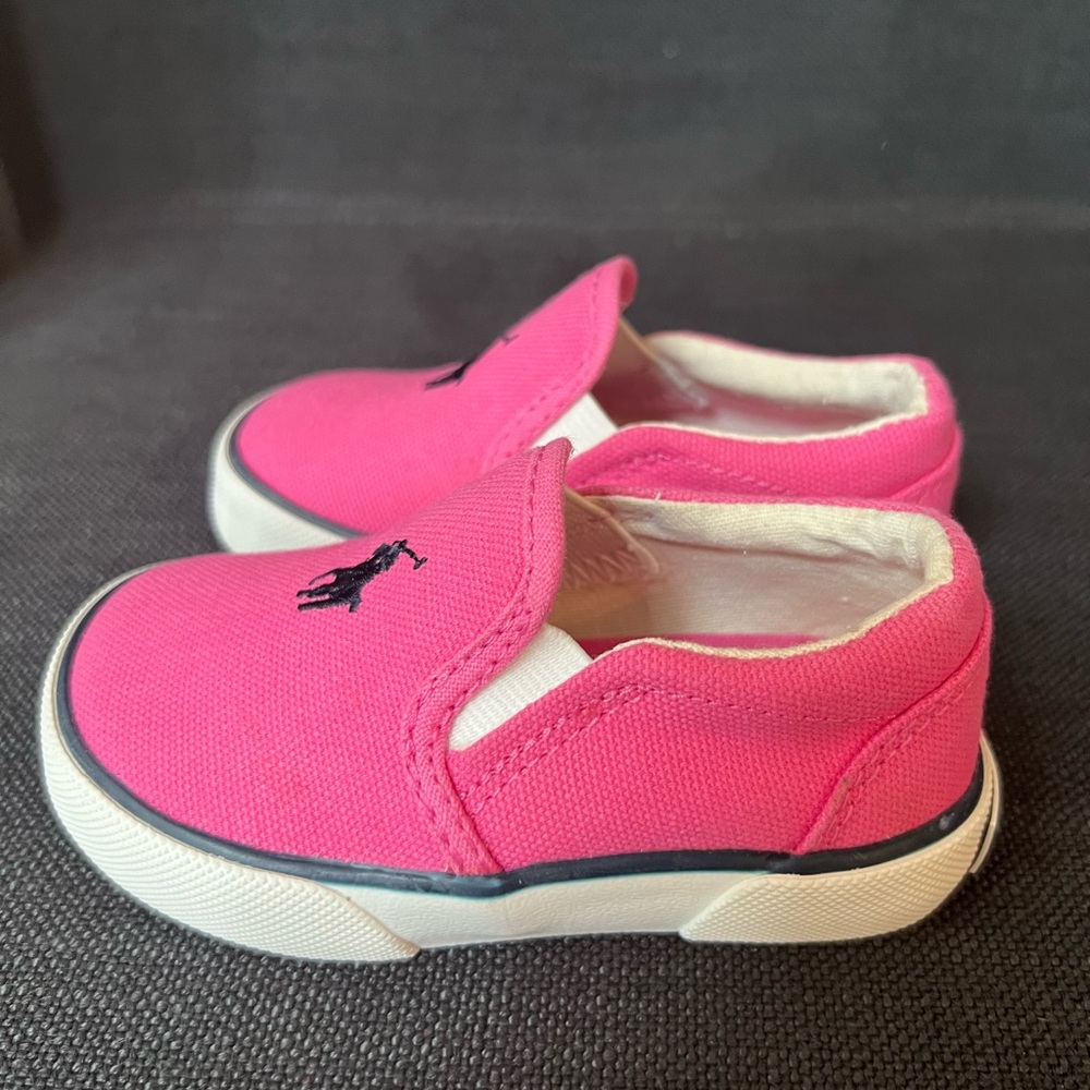 Toddler Girl Polo Sneakers - EXCELLENT CONDITION - Worn 1x - Size 4.5 - Picture 7 of 8